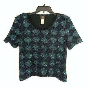 Vintage sparkly crop style top by Teddi Eve. Sz 8